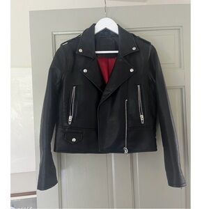 Blank NYC x Free People black vegan leather biker moto jacket, size small